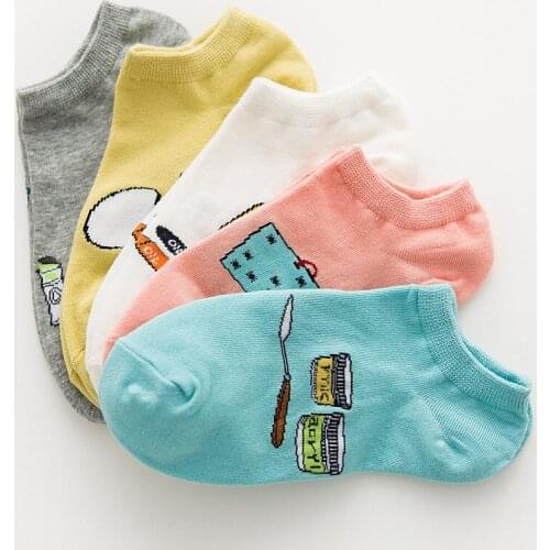 Asock leader 5pair/lot Women Summer Socks Fashion candy colors Woman Ankle Socks Casual Cartoon girls boat socks