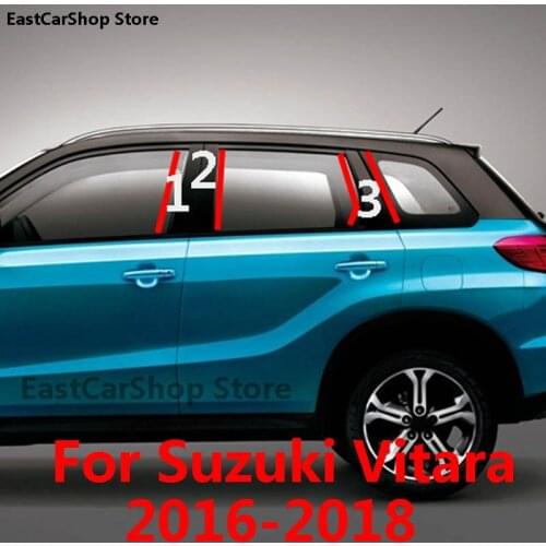 Car Door Window Middle Column Trim Decoration Protection B Strip PC Stickers Accessories for Suzuki Vitara 2018 2017 2016