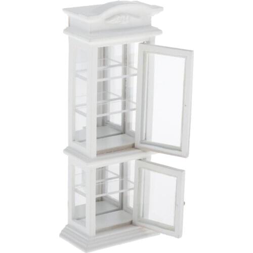 White Wooden Handcraft Wine Cabinet For 1/12 Dollhouse Accessories DIY