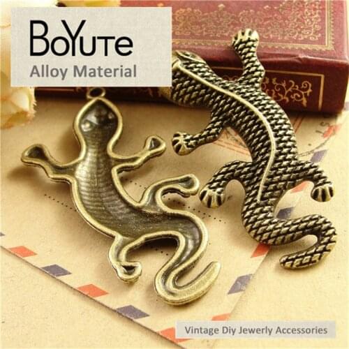 BoYuTe (20 Pieces/Lot) 31*60MM Metal Big Animal Lizard Pendant Charms for Jewelry Making Diy Handmade Vintage Lizard Pendant