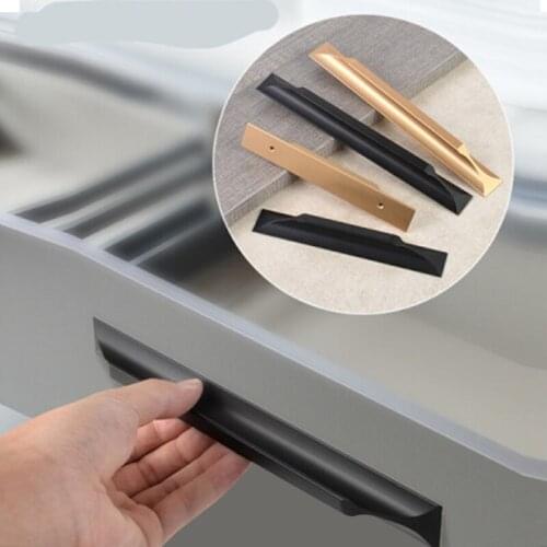 Black Furniture Handles Aluminum Alloy Gold Kitchen Handle Cupboard Door Pulls Drawer Knobs Furniture Hardware