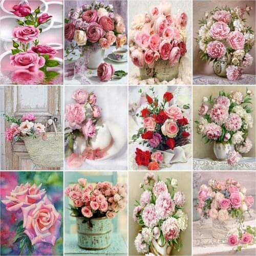 SDOYUNO Flowers 5d Diamond Painting Spring Rhinestone Pictures Full Square/Round Mosaic Diamond Embroidery Home Decor
