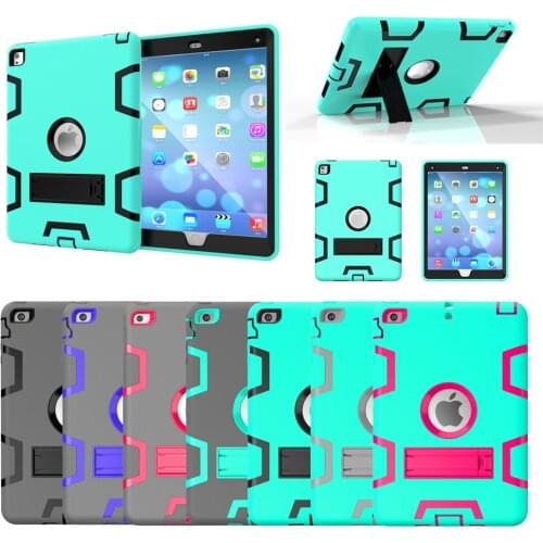 For iPad mini 4 Kids Safe Armor Shockproof Heavy Duty Silicon+PC Stand Back Case Cover For ipad 2 3 4 6 7 ipad air 2 3 Tablet PC