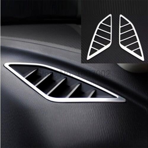 For Mazda CX-4 CX4 2pcs Chrome Car Interior Front Side Air Condition AC Vent Outlet Cover Molding Trim Decoration Protector