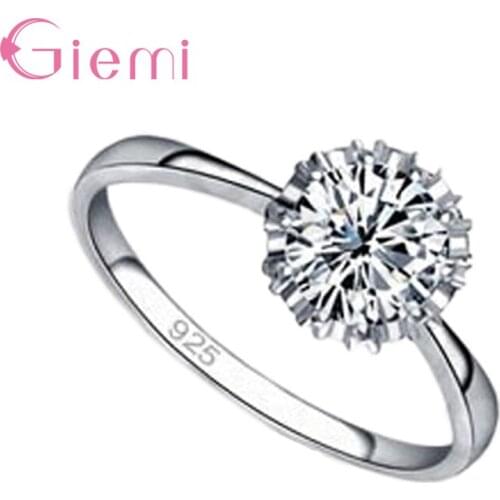 Enduring Genuine 925 Sterling Silver Finger Ring Clear Crystal CZ Decoration For Woman Girls Wedding Promise Ring Anel