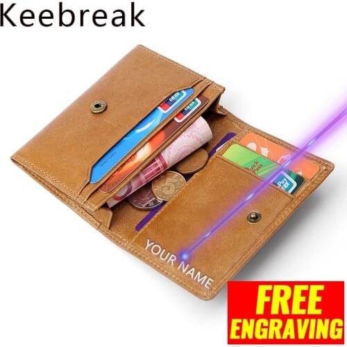 NEW Slim Wallet for Man Genuine Leather Vintage Purses RFID Card Holder Wallets Fashion Woman Men Small Thin Coin Pocket Wallet