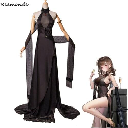 Game Girls Frontline DSR-50 Cosplay Costumes Black Sexy Dresses Uniform Outfit Full Set Synthetic Wigs Hair Women Girls Clothing