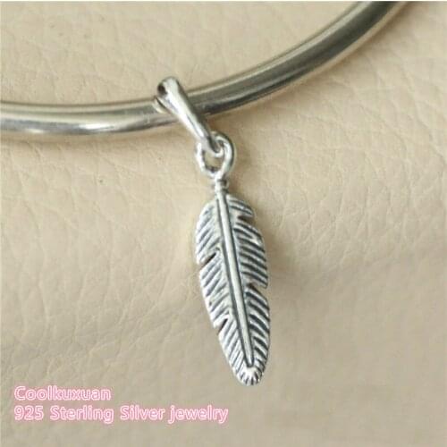 2019 Summer Authentic 100% 925 Sterling Silver Spiritual Feather Pendant charm Beads Fit Brand Charms Bracelet DIY jewelry