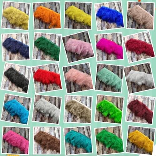 Hot 30 Color Wholesale 50 yards 13-17 cm natural Turkey fluff feathers ribbon For Dress/Clothes Accessory Decoration