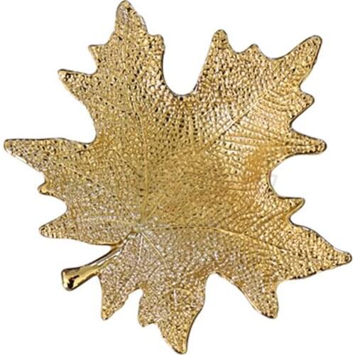 European style metal tray light luxury ornaments gold leaf storage plate creative home desktop jewelry plate crafts