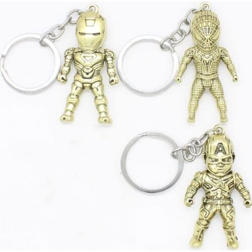 Avengers series Personalized metal keychain Spiderman iron Man Surrounding dolls Couple keychain Boy and girl doll bag pendant