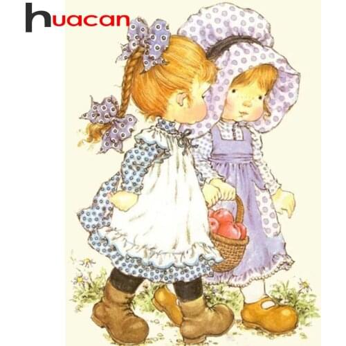 Huacan 5D Diamond Art Painting Kits Girl Full Diamond Embroidery Mosaic Portrait Picture Of Rhinestones Home Decoration