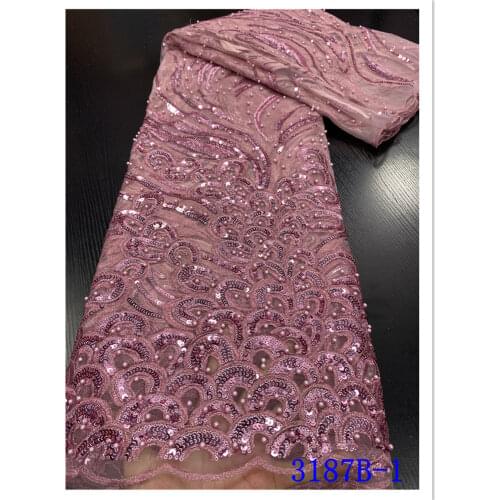 NIAI Latest African Lace 2020 High Quality Nigerian French Tulle Lace Fabric Embroidery for Women Dress XY3187B-2