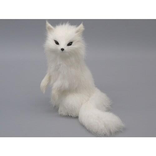 New simulation white fox toy polyethylene & furs new lucky fox model gift about 13x13x15cm 095