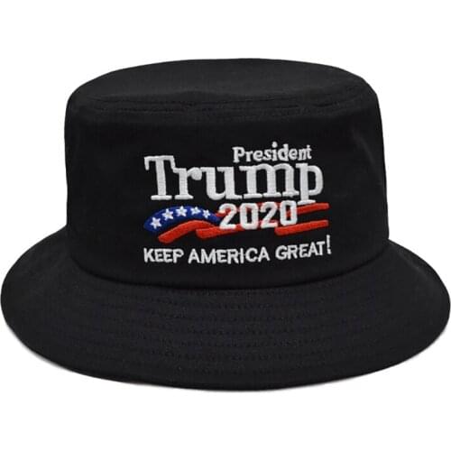 Unisex Embroidered Bucket Hat American President Election Sunshade Cotton Cap