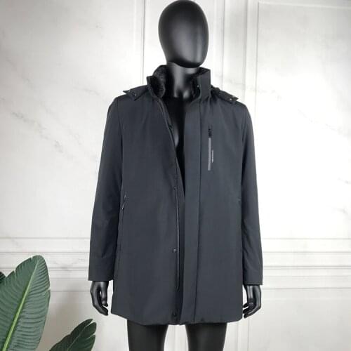 Real Fur Parka Men Mink Fur Liner Coat Winter Windproof Warm Thick Hooded Jacket Classic Business Casual Outwear Free Shipping