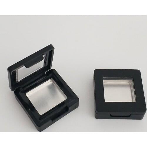 Empty black single square Eyeshadow case DIY lip gloss Box Make up Pallete Refillable case with aluminum pan 50pcs