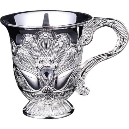 15-50ml Handmade Zinc Alloy Silver Wine Glass European Retro Rose Peacock Elephant Pattern Goblet Artwork Wine Set Shot Cup