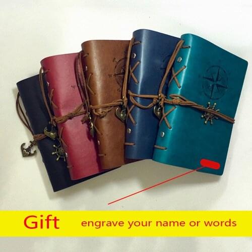 RuiZe vintage leather journal diary notebook refillable 6 ring binder spiral note book A6 blank kraft paper 160 pages stationery