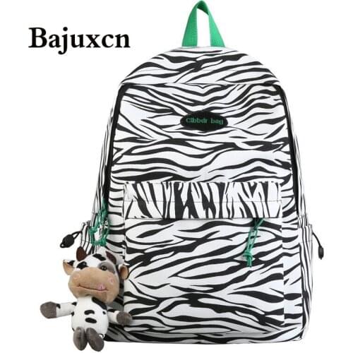 Zebra pattern backpack female bag large capacity student school bag 2021 summer new multifunctional shoulder bag travel bag