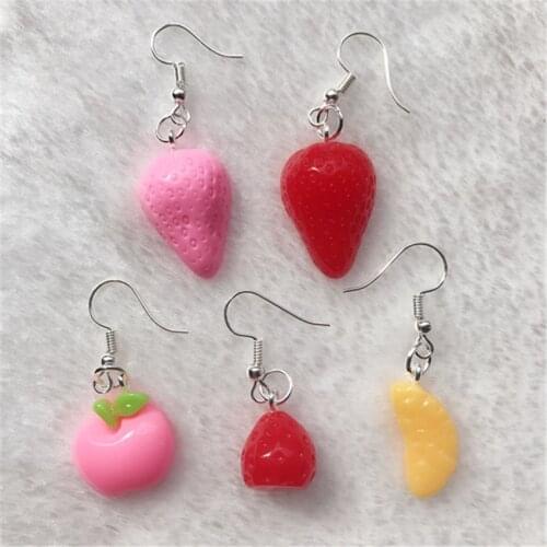 1Pair Drop Earrings Cute Artificial Fruit Earring Handmade Resin Earrings Jewelry For Woman And Children