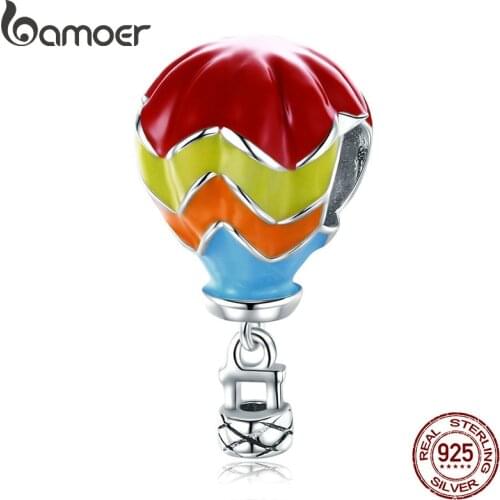 BAMOER 100% 925 Sterling Silver Turkish Balloon Turkey Ball Enamel Beads fit Charm Bracelets Sterling Silver Jewelry SCC867