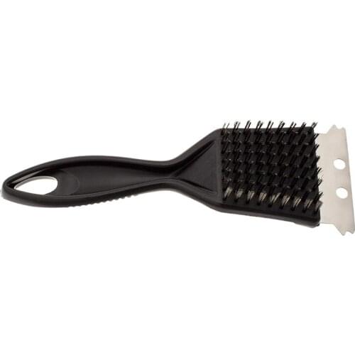 Wire Bristles Grill Cleaning Brush With Stainless Steel Scraper For Scrubbing Kitchen Cooking Barbecue Outdoor Camping Tools 8In