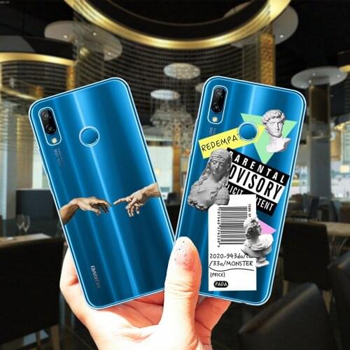 Statue Abstract Art Silicone Case For Huawei P40 Lite E Pro Luxury Clear Soft TPU Cover For Huawei P9 P10 P20 P30 Lite Pro