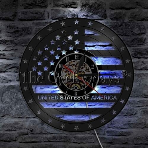 Silhouette LED Light USA Flag Art Wall Decor Make From Vinyl Record Color Changing Wall Light With Remote Controller
