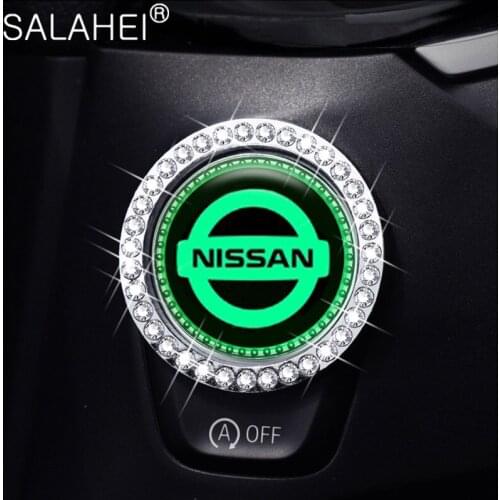 1set Luminous Crystal Car One-Key Engine Ignition Key Ring For Nissan Nismo Tiida Teana Skyline Juke X-trail Almera Sunny