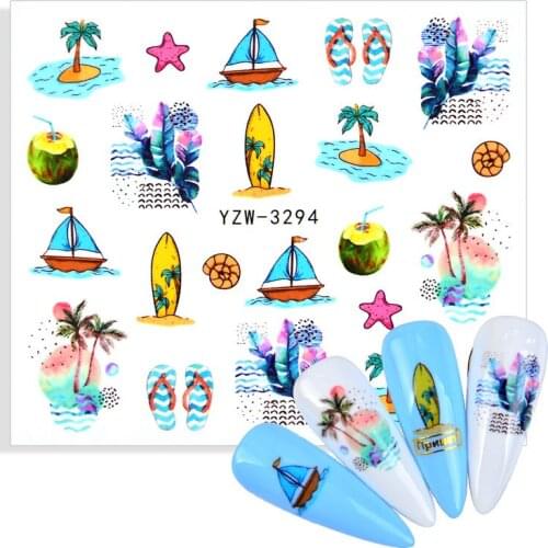 Water Nail Sticker Decals Sailboat Nail Art Decor Stickers Sliders Manicure Accessories Nails Decoraciones наклейки для ногтей