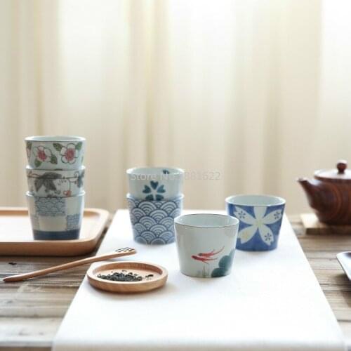 Japanese Underglaze Color Hand-painted Ceramic Cup Straight Body Tea Cup Breakfast Cup