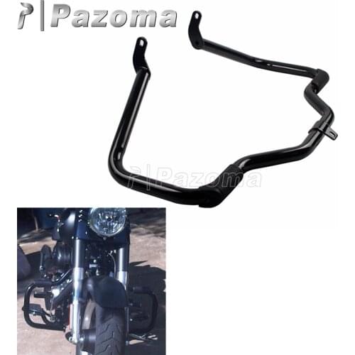 Black Motorbike Engine Guard Crash Bars Protector For Harley Heritage Springer Softail Deluxe For Fat Bob FLSTF 2000-2017