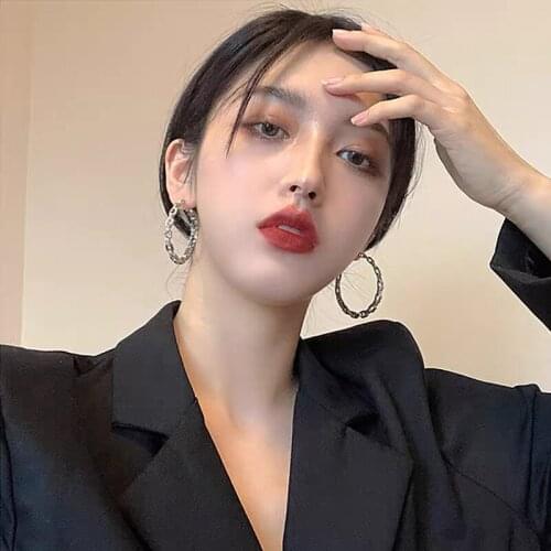 TIMEONLY Minimalist Hollow Chain Hoop Earring for Women Multi Color Metal Korean Style Earring 2O21 Fashion Jewellery Elegant