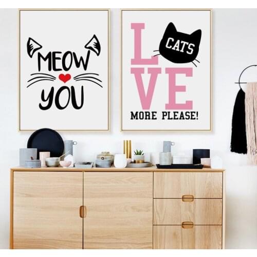 07G Simple Abstract Cat Portrait A4 A3 A2 Canvas Art Painting Print Poster Picture Wall Childrens House Home Decoration Murals