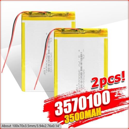 1/2/4 Pieces Portable Rechargeable 3.7v Volt 3570100 3500mAh Battery Extra Long Lifespan With PCB Charging Module Safely Use