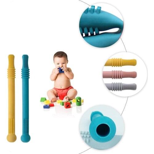 1pcs Hollow Teething Tubes Soft Silicone Teething Toys Babies Silicone Baby Teether Children Products With Cleaning Brushes
