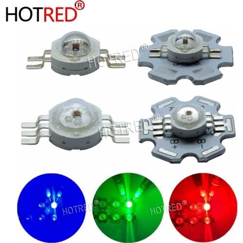 10-100PCS 3W RGB Red Green Blue White 4 6pin LED Dioded Blub Chip Light Lamp Part with 20mm Star For Foodlight Spotlight
