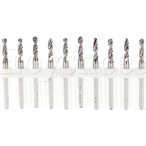10 Pcs 2.5mm Import Carbide PCB Drill Bits, Print Circuit Board Mini CNC Drilling Bit Set, Woodworking Tools