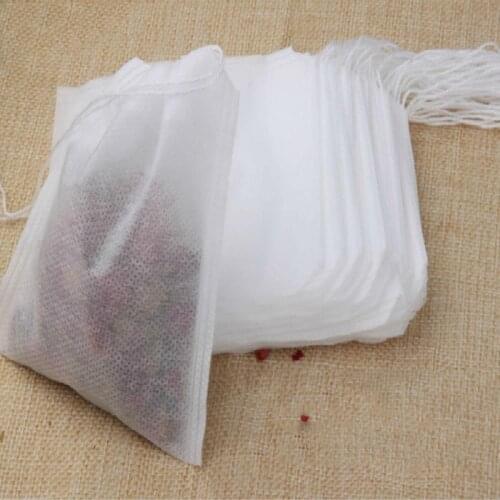 100 Pcs Disposable Tea Bags Tea Infuser Filter Bags With String Healing Seal Edible Non-woven Fabric Spices Filters Tea Bags