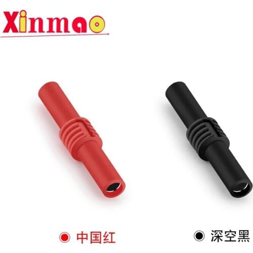 2Pcs Extension Insulated Banana Plug Connector Coupler PVC Black+Red 4mm Banana Jack Socket Female to Female Adapter red black