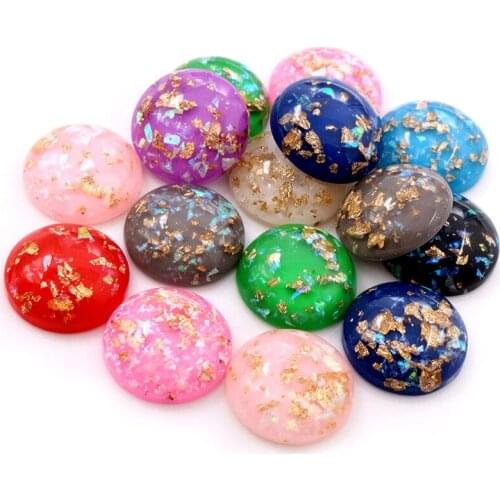 20mm 10pcs/Lot New Fashion Mix Color Built-in metal foil Flat back Resin Cabochons Cameo
