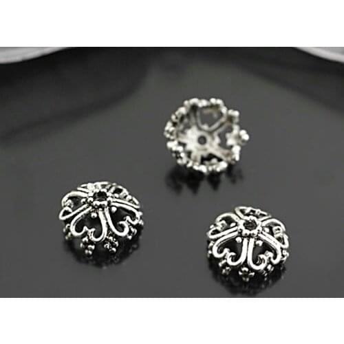 26937)50PCS 12MM Antique Style Zinc Alloy with Heart Beads Caps Jewelry Findings Accessories