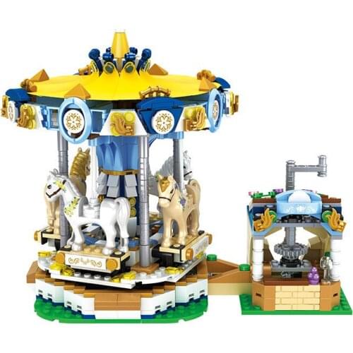 902pcs City Friends Amusement Park Carousel Building Block Merry-go-round Kids Toys Compatible with Legoing Playmobil Brinquedos