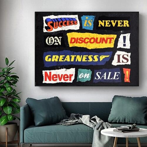 AAHH Motivational Canvas Painting Success Is Never Entrepreneur Quote Funny Canvas Wall Art Print on Canvas for Home Decor