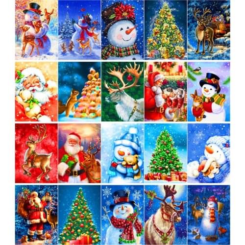 Round full diamond 5D cartoon diamond painting Christmas theme DIY diamond embroidery kit home decoration ornaments