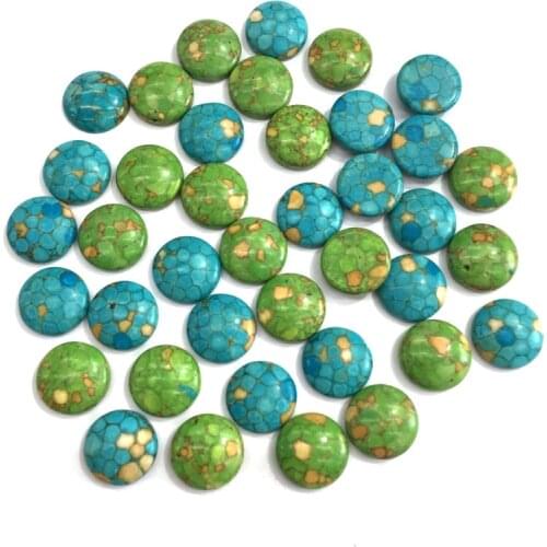 Natural Stone turquoise Cabochon Beads Flat Back Round No Hole Loose Beads For jewelry making DIY Ring Necklace accessories