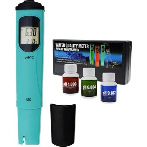 Digital Pen type pH & Temperature Meter ATC, 0.00-14.00pH & 0.0-55.0degC +/-0.1pH High Accuracy for Aquarium Hydroponics