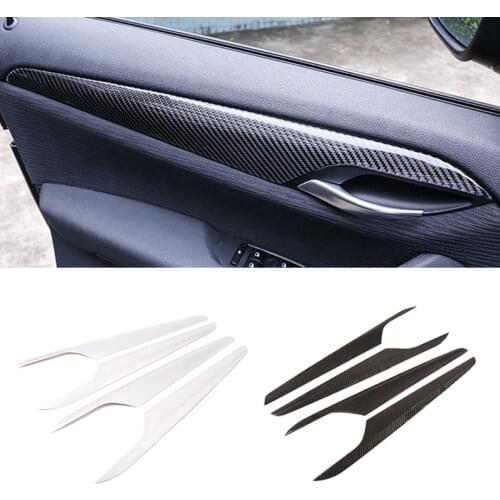 For BMW X1 E84 2011 2012 2013 2014 2015 Carbon Fiber Texture Interior Car Door Window Panel Cover Strip Trim