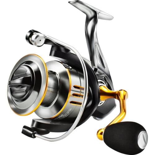 GW1000-7000 Fishing Reel All Metal Spool 5.2:1 12.5kg Max Drag Sea Spinning Reel For Carp Bass Stainless Steel Reel Fishing